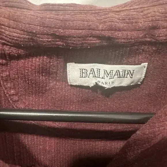 Balmain Paris Vintage Quarter Zip Pullover Top Red XL - Picture 5 of 8